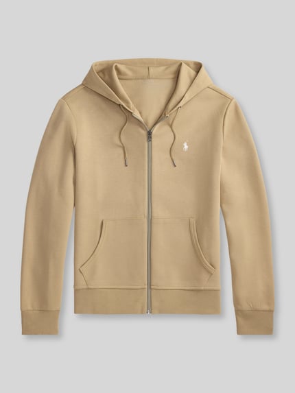Produktfoto, Regular Fit Sweatjacke aus Baumwoll-Mix von Polo Ralph Lauren, beżowa, klasyczna bluza rozpinana, gładka faktura