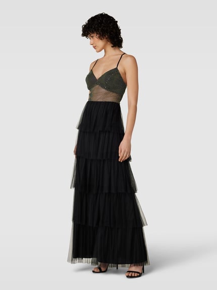 Hey Kyla Abendkleid im Stufen-Look mit Ziersteinbesatz Black 1
