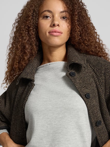 NOISY MAY® Płaszcz o kroju relaxed fit z wykładanym kołnierzem model 'MADDIE' Czekoladowy 3