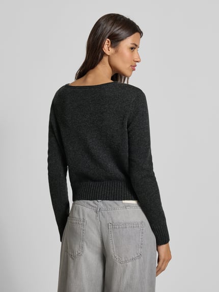 0039 Italy Strickpullover aus Kaschmir-Woll-Mix mit Rundhalsausschnitt Anthrazit 5