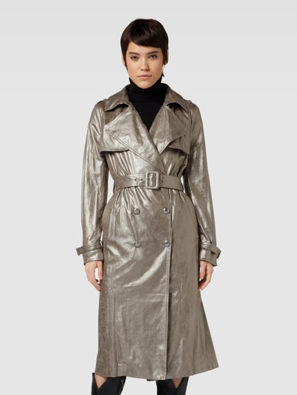 GUESS Trenchcoat mit Taillengürtel Modell 'ADELE' Silber 4