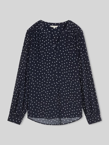 Tom Tailor relaxed fit overhemdblouse van pure viscose Marineblauw - 2