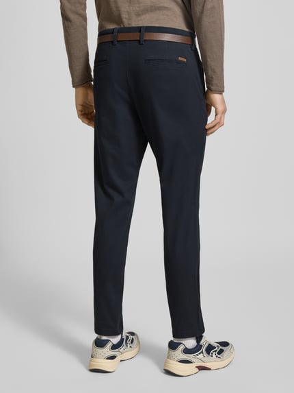 JACK & JONES Slim Fit Stoffhose mit abnehmbaren Gürtel Modell 'Marco' Dunkelblau 5