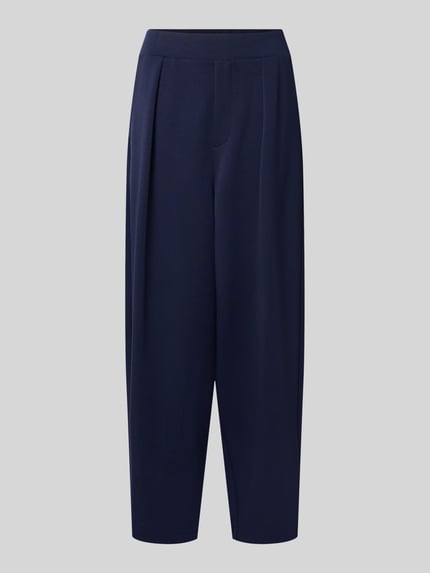 Produktfoto, Barrel Fit Sweatpants aus Modal-Mix von Rich & Royal in Dunkelblau mit Stretch-Anteil, gelegten Falten und elastischem Bund