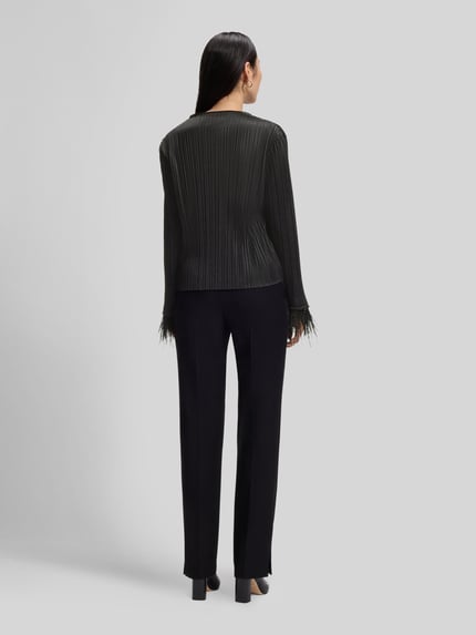 BOSS Langarmshirt mit Fransensäumen am Ärmelende Black 5