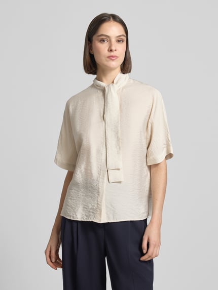 Marc O'Polo relaxed fit strikblouse van viscosemix Steengrijs - 4