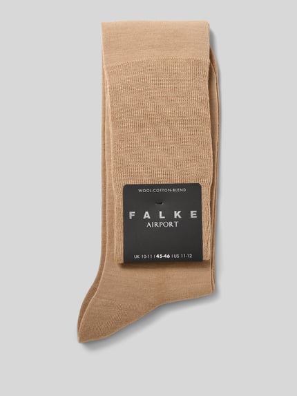 Produktfoto, Kniestrümpfe mit elastischem Rippenbündchen Modell 'AIRPORT' von Falke im Schurwoll-Mix mit Baumwoll-Anteil, sandfarben