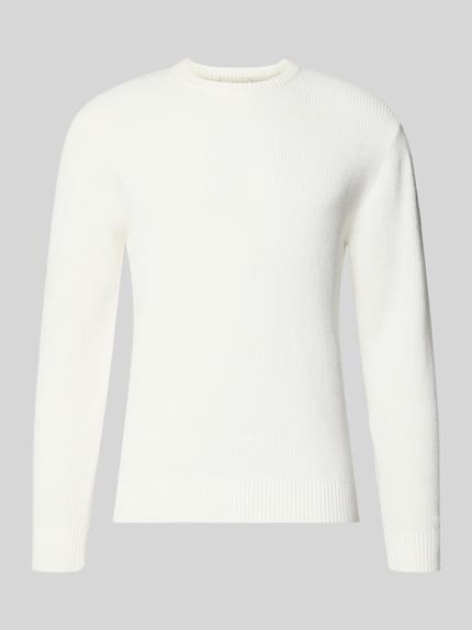 Produktfoto, Regular Fit Strickpullover aus katoenmix van Tom Tailor in effen kleuren met ronde hals, lange mouwen, ribtricot en geribde zoom.