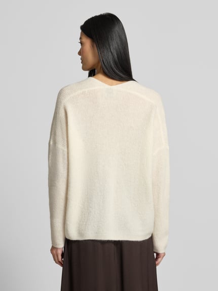 MOS MOSH Gebreide pullover van wolmix met v-hals model 'THORA' Beige - 5