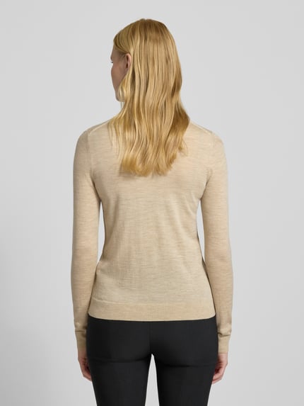 BOSS Regular fit gebreide pullover van pure scheerwol, model 'FERPINA' Beige gemêleerd - 5
