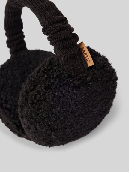 Produktfoto, Ohrenwärmer mit Teddyfell-Besatz Modell 'Browniez' von Barts in dunklem Braun, kuschelige Textur vor hellem Hintergrund