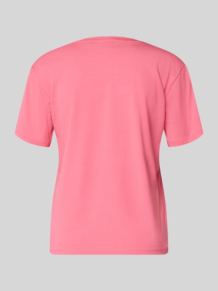 Frauenmodel trägt Regular Fit Pyjama-Oberteil aus Modal-Mix von HUGO in Optik: Unifarben, Jersey-Struktur, Kurzarm, Ganzkörperansicht Rückansicht.
