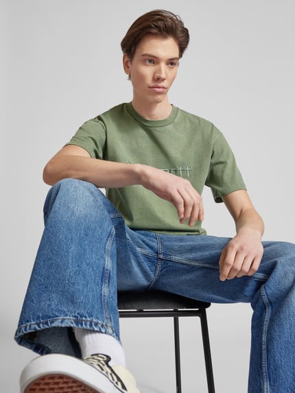 Carhartt Work In Progress T-Shirt mit Label-Stitching Modell 'DUSTER' Gruen 3