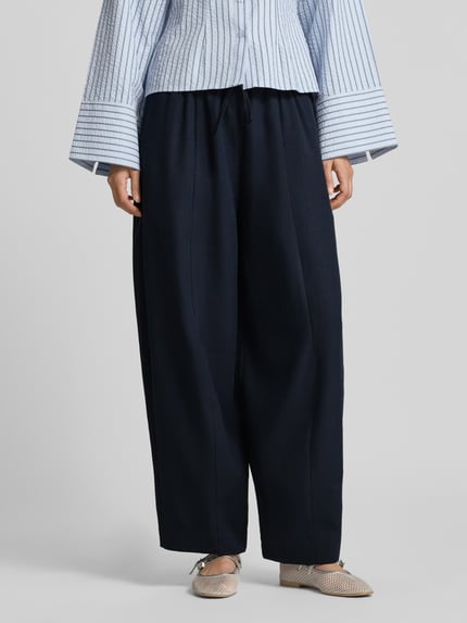 Neo Noir Culotte mit elastischem Bund und Kordelzug Modell 'Eveline' Dunkelblau 4