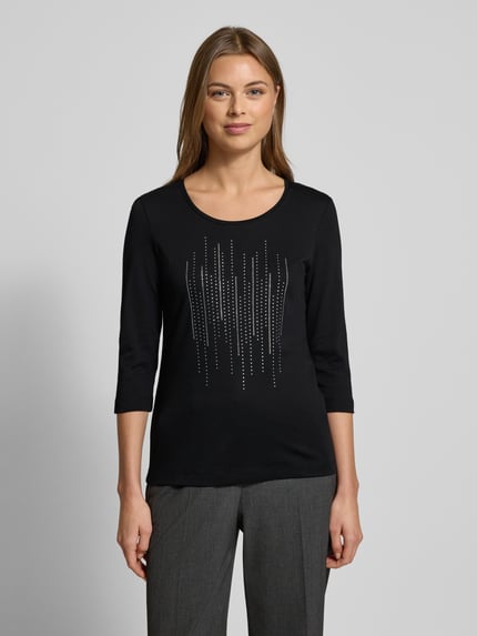 Christian Berg Woman T-shirt met siersteentjes en 3/4-mouwen Zwart - 4