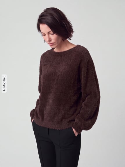 Garcia Regular Fit Pullover mit Viskose-Anteil Mittelbraun 4