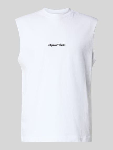 Produktfoto, weißes T-Shirt mit Stitching von Jack & Jones, reine Baumwolle, Relaxed Fit, Rundhalsausschnitt, schlichte Textur