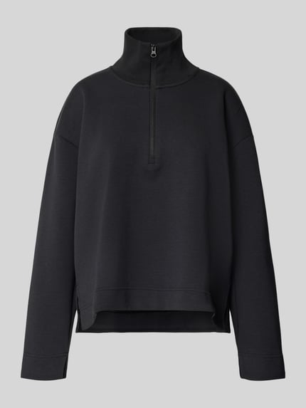 Produktfoto, Relaxed Fit Pullover mit Reißverschluss von adidas Sportswear in Schwarz, elastischer Material-Mix mit Modal-Anteil