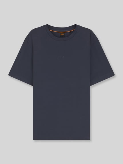 BOSS Orange t-shirt o kroju relaxed fit z czystej bawełny model 'TCHUP' Granatowy 2