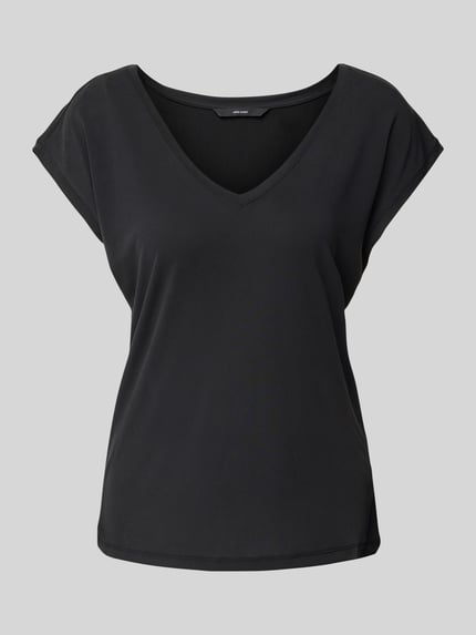 VERO MODA T-shirt z dekoltem w serek model ‘FILLI’ Czarny 2