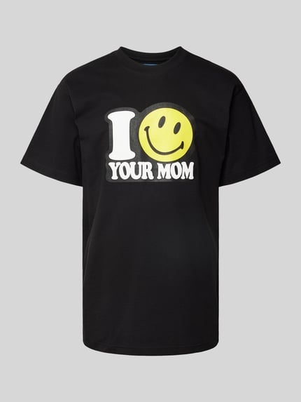 MARKET T-Shirt mit Rundhalsausschnitt Modell 'SMILEY YOUR MOM' Black 2