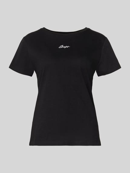 Produktfoto, zwart Regular Fit T-Shirt uit zuivere katoen Modell 'C_ELOVE_EMBRO' van BOSS Orange, effen, rondhals, korte mouw, jersey.