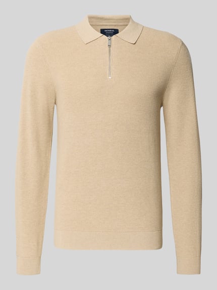 MCNEAL Gebreide pullover met reverskraag Zand gemêleerd - 2