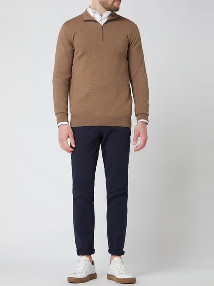 Selected Regular Fit Troyer mit kurzem Reißverschluss Sand Melange 1