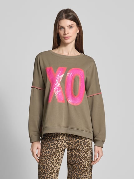 miss goodlife Sweatshirt met pailletten en ronde hals Olijfgroen - 4