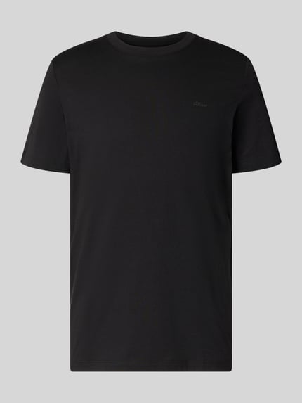 Produktfoto, schwarzes Regular Fit T-Shirt aus reiner Baumwolle von s.Oliver RED LABEL, glatte Oberfläche, schlichtes Design, Herren T-Shirt