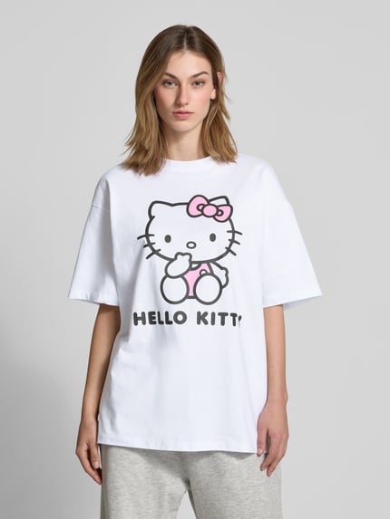 REVIEW Oversized T-Shirt mit Motiv-Print Weiss 4