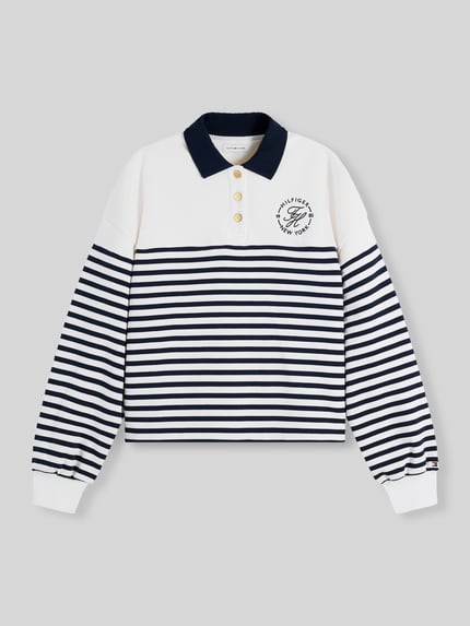 Tommy Hilfiger Relaxed Fit Sweatshirt aus reiner Baumwolle mit Knöpfen Ecru 2