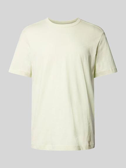 Tom Tailor T-shirt o kroju regular fit z czystej bawełny z gumowanym nadrukiem z logo Neonowy żółty 2