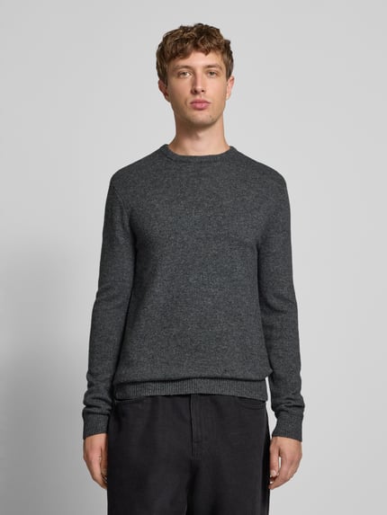 Blend Gebreide pullover met ribboorden, model 'BRANKO' Donkergrijs gemêleerd - 4