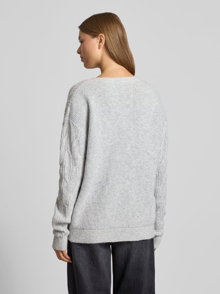 VILA Gebreide pullover met structuurmotief, model 'LASSIA' Lichtgrijs - 5