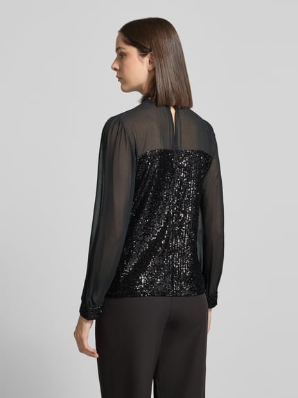Apricot Langarmbluse mit Paillettenbesatz Black 5