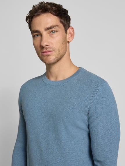 Tom Tailor Regular Fit Strickpullover aus reiner Baumwolle Hellblau 3