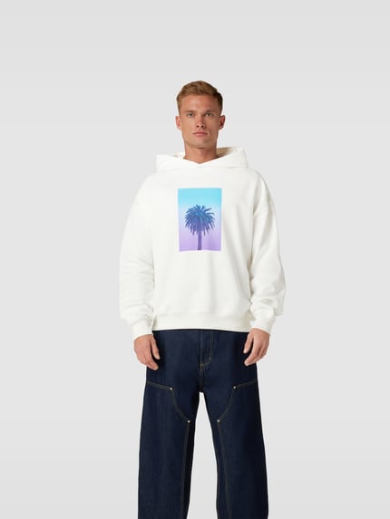 Blue Sky Inn Bluza z kapturem o kroju oversized z foto printem Biały 4