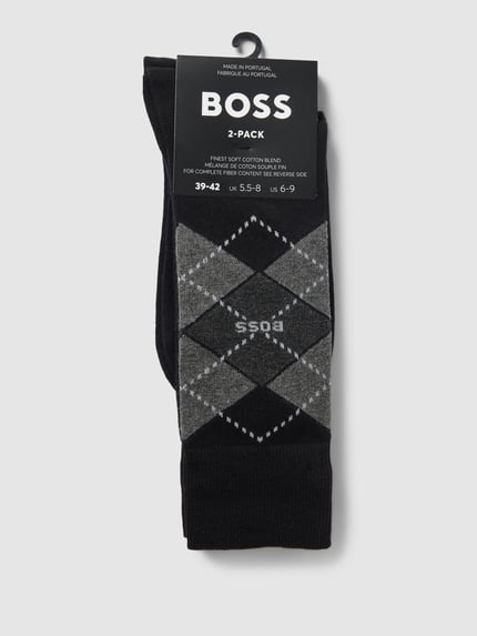 BOSS Socken aus Baumwoll-Mix im 2er-Pack Modell 'ARGYLE' Black 3