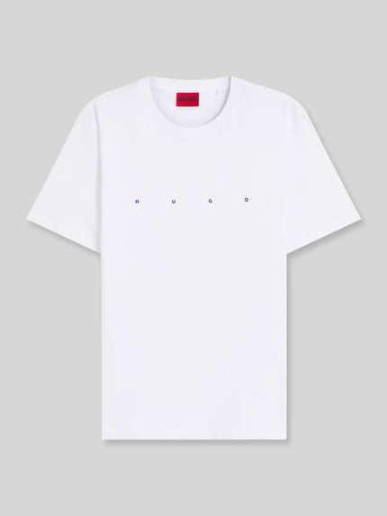 HUGO męski t-shirt o kroju regular fit z czystej bawełny Biały 2
