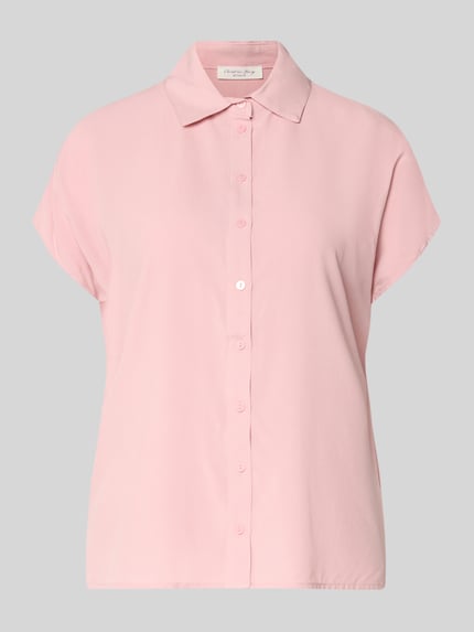 Produktfoto, Relaxed Fit Bluse aus Viskose von Christian Berg Woman in lichtroze, met overhemdkraag, knoopsluiting en kapmouwen, zuiver viscose