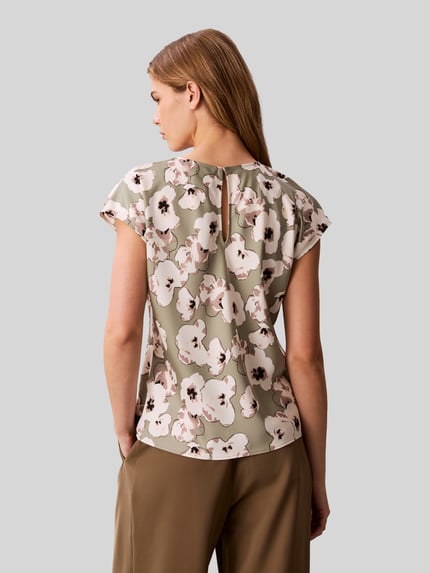 Calvin Klein Womenswear Blusentop mit Allover-Muster Khaki Melange 5