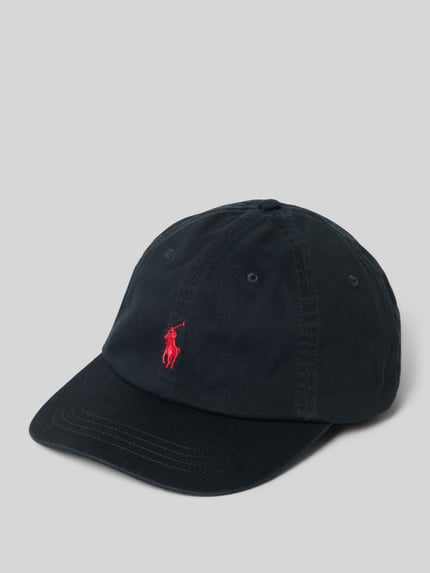 Produktfoto, Cap mit Label-Stitching von Polo Ralph Lauren in Dunkelblau aus reiner Baumwolle mit Steppnähten, Luftlöchern, verstellbarem Riegel und verstärktem Schirm, Basecap-Herrenmodell