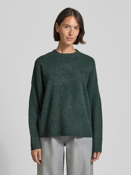 VERO MODA Relaxed Fit Pullover mit Woll-Anteil Modell 'BOOM' Dunkelgruen 4