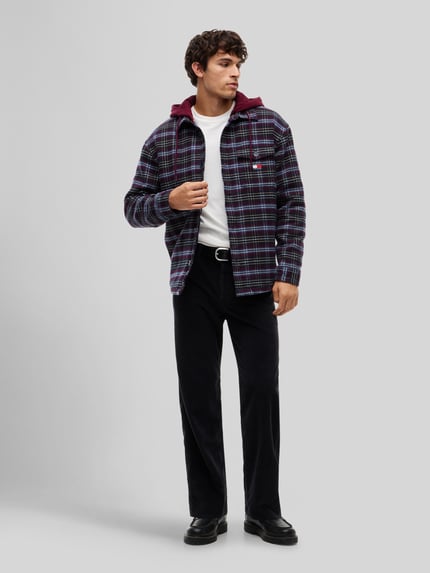Tommy Jeans Regular Fit Hemdjacke aus Baumwoll-Mix Bordeaux 1