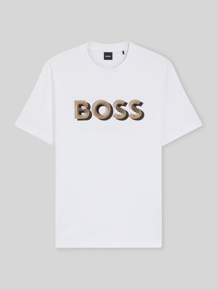 BOSS Regular Fit T-Shirt aus merzerisierter Baumwolle Modell 'THOMPSON 656' Weiss 2