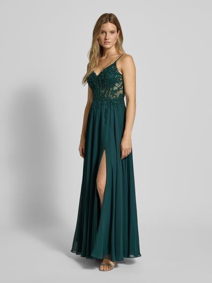 LUXUAR FASHION Abendkleid mit Herz-Ausschnitt Dunkelgruen 1