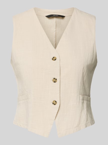 regular fit linnen gilet van mix van katoen en linnen model 'CAIA' Shop The Look MANNEQUINE