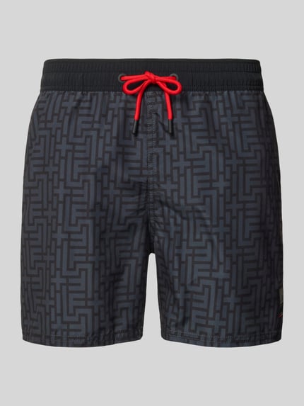 FIRE + ICE Regular Fit Badeshorts mit Tunnelzug Modell 'Nelson' Graphit 1