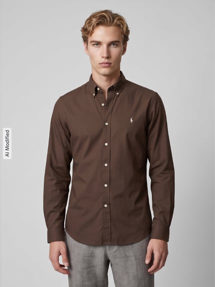 Polo Ralph Lauren Slim Fit Freizeithemd aus Baumwoll-Mix Schoko 4